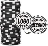 Custom Poker Chips (50 Pack) | Personalized Monogram Logo Poker Chips - Your Custom Logo (Black-50)