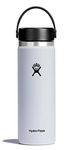 HYDRO FLASK - Water Bottle 591 ml (20 oz) - Vacuum Insulated Stainless Steel Water Bottle with Leak Proof Flex Cap and Powder Coat - BPA-Free - Wide Mouth - White