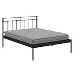 Original Bed Co. Meiji Double Size Metal Bed ( Glossy Finish, Black)