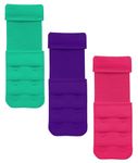 FIMS - Fashion is my style Women Nylon Elastane Bra Extender 2 Hook 3 Eye Strap Extensions Pack of 3 Rani Purple Green