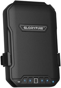 GLORYFIRE Gun Safe Biometric Pistol Safe, Portable Quick Access Handgun Safe and Rugged Electronic Gun Lock Box for Car, Truck, Desk, Bedside with Fingerprint, Key Access and PIN Code(Elite)