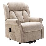 The Darwin - Dual Motor Riser Recliner Mobility Arm Chair in Cream Brushstroke Fabric