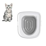 Cat Toilet Training Kit, Universal Reusable Cat Toilet Trainer, Cat Toilet Training System, Train Your Cat to Use The Toilet, Cat Toilet Training Seat Tool for Pet Cleaning(Grey)