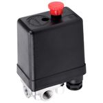 HSEAMALL AC 220V 15A 4 Port Air Compressor Pressure Switch Control Valve Regulator Replacement Parts for Fast Pressure Reduction 90-120 PSI