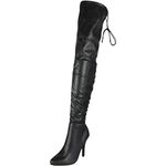 LoudLook Ladies Thigh High Boots Womens Over The Knee Stiletto Heel Stretchy Shoes Size 7 Black PU