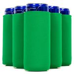 QualityPerfection - Slim Can Cooler Sleeve - Beer Blank Skinny 12 oz Neoprene Coolie - Perfect for 12oz RedBull,Michelob Ultra,Truly (12, Kelly Green+ Box)