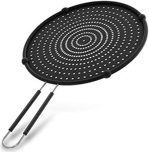 | USA Brand |Beckon Ware Silicone Splatter Screen for Frying Pan – Grease Splatter Guard for Cooking, Stops Hot Oil – Multi-Use Strainer, Cooling Mat, Drain Board – Non-Stick, Dishwasher Safe