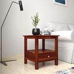 Amazon Brand - Solimo Sympl Side Table with 1 Drawer (Sheesham Wood, Honey Finish)
