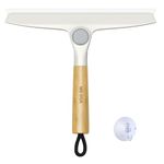 MR.SIGA Rotating Blade All Purpose Silicon Squeegee for Window, Glass, Shower Door, Car Windshield, Mirror, Heavy Duty Window Scrubber, Includes Suction Hook, 10 inch, Bamboo Handle, 1 Pack