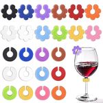 24 PCS Silicone Drink Markers, Wine Glass Charms, 2 Shapes and Colored Wine Glass Tags for Bar Party Champagne Flutes Cocktails Martinis