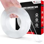 Teskyer Double Sided Tape Heavy Duty, Strong Adhesive Multipurpose Mounting Tape, Removable and Reusable Transparent Tape(16.4ft /Roll, 0.59in Wide)