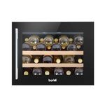 Baridi 60cm Built-In 28 Bottle Wine Cooler with Beech Wood Shelves and Internal LED Light, Black - DH205