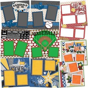 Baseball Fever Scrapbook Set - 5 Double Page Layouts