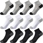 Kids Ankle Socks Boys Cushioned Athletic Crew Socks 12 Pairs Girls Cotton Quarter Socks Sports Youth Women (BWG Set 01, L)