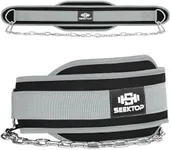 Seektop Dip Belt for Weightlifting - GYM Workout Pull Ups Belt with Chain, Neoprene Waist Dip Belt Crossfit for Weight Lifting, Squat, Training, Fitness, Men & Women (Belt & Chain) (Gray)