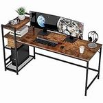 HOMIDEC Computer Desk, Computer Desk with Bookshelf, Study Computer Laptop Table with 4 Tier DIY Storage Shelves Writing Table for Home Office Bedroom,160x60x110cm