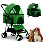 Cature Pet Stroller 3-in-1 Folding Dog Cat Stroller for Medium Small Dogs Cats 4 Wheels Lightweight Travel Dog Strollers Cat Stroller with Detachable Carrier (Color-Green)