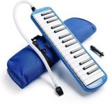 RVM Toys 32 Key Blow Piano (Pianica) Portable with Carrying Bag, Soprano Short and Long Mouthpieces for Beginners Kids Gift Blue