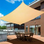 UIRWAY Sun Shade Sails Canopy 13' x 10' Rectangle, 95% UV Block, 185GSM Heavy Duty Permeable Sun Shade Sail for Patio, Garden, Pergola, Backyard, Outdoor Pools, Carport - Sand