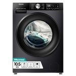 Hisense 3S WiFi Series WF3S1043BB3 10.5 KG Front Load Washing Machine Durable Inverter, Steam Wash, Quick Wash, 19 Programmes 1400 RPM Black Energy Rating A