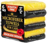 Edgeless Microfiber Towels for Cars – 6pk (12”x12”) - 540 GSM - Super Soft Drying Towels Car Detailing & Buffing – Scratch-Free - Absorbent Microfiber Cleaning Cloths for Cars