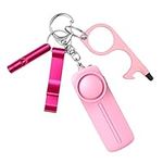 Upgraded Safe Sound Personal Alarm 4 Pcs Set, Safety Keychain Accessories for Women, Self Defense Keychain Set with Personal Alarm, Pink