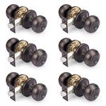 Pack of 6 Oil Rubbed Bronze Front Entry Door Lock,External Door Knobs Exterior Door Handles with Lock and Keys Door Lock for Entrance Security Entry Door Knob with Lock and Keys