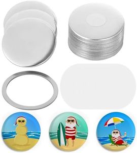 30 Pcs Fridge Button Parts, 2.28" Round Metal Button Maker Accessories with Clear Plastic Films, Button Making Supplies for DIY, Metal Button Badge Kit for Button Maker Machine