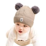 Baby Boys Girls Winter Knit Cap Hat Soft Fleece Velvet Fur Ear Flap Woolen Hat | Skull Beanie Unisex Kids Winter Hat(Beige)