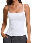 Avidlove Women Padded Tank Tops Built in Bra Square Neck Spaghetti Strap Double Lined Y2K Going Out Camisole Top White