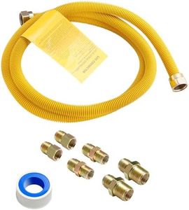 Roastove 72" Flexible Yellow Coated Gas Line Connector Kit for Stove, Dryer, Gas Water Heater, Furnace,5/8 in.OD(1/2 in. ID）Flexible Gas Line with Connector 1/2" FIP &1/2"MIP & 3/4"MIP Fitting