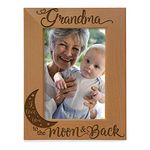 KATE POSH - Grandma I Love You to The Moon and Back Engraved Natural Wood Picture Frame, for Grandma, Birthday Gifts for Grandmother, Best Grandma Ever (5x7-Vertical)