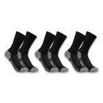 Carhartt mens Men's Force Performance Work Socks 3 Pair Pack, Black, Large