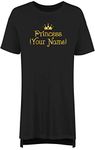 Hippowarehouse Personalised Princess Your Name Women's Printed Adults Nightie Nightdress Black