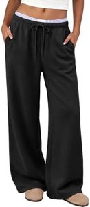 Trendy Queen Womens Wide Leg Sweatpant Lounge Pants Black M