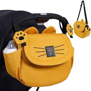 SUNVENO Universal Baby Stroller Organizer Bag Cat Diaper Mommy Travel Bag, Yellow