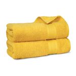 Trident Soft Comfort Air Rich 100% Cotton Towels for Bath, 500 GSM Large Size Bathroom Towels for Men/Women, 2 Pc Bath Towel Set (69cm x 137cm), Mustard Yellow