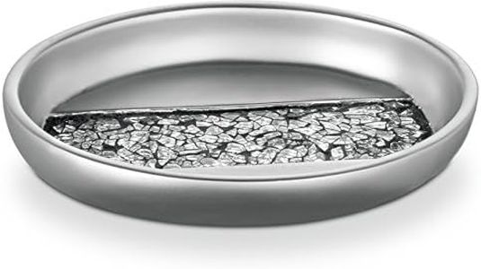 Creative Scents Silver Mosaic Soap Dish - Bathroom Bar Soap Holder - Decorative Dry soap Bar Holder for Shower, Vanity Sink, Bathtub - Durable Resin Designed bar Soap Dish (Silver - Gray)