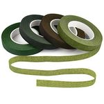 TUPARKA 4 Rolls 1/2" Wide Floral Tapes for Bouquet Stem Wrapping and Floral Crafts,Wedding Bouquet,Dark Green,Light Green,Grass Green,Dark Brown