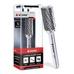 EZARC SB-5 Tungsten Carbide Burr with 1/4”Shank - Double Cut Rotary File Cylinder End Cut, Cutting Burrs Die Grinder Bit for Steel Metal Working, Polishing and Engraving