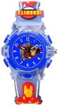 PAPIO Children Blue Color Analog 7 Color LED Light Cute Cartoon Character Kids Watch for Girls and Boys (Blue Ironman)