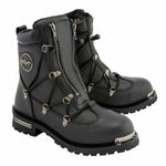 Milwaukee Leather MBM9075 Men's Black Leather 6-inch Plain Toe Dual Zipper Motorcycle Rider Boots - 9