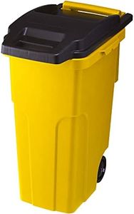 Squirrel 45C2 Large Trash Can Caster Pail, Yellow, 1.5 gal (45 L), 2 Wheels with Drain Stopper, Made in Japan