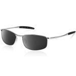 URUMQI Polarized Aviator Sunglasses for Men, Rectangle Wrap Around Metal Sun Glasses, Narrow Pilot Navigator Shades