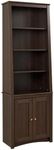 Espresso Tall Slant-Back Bookcase with 2 Shaker Doors