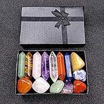 Premium Healing Crystals Kit in Gift Box - 7 Chakra Set Tumbled Stones, 7 Chakra Stone Set Meditation Stone Yoga Amulet With Gift Box