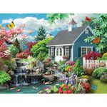 Bits and Pieces - 1000 Piece Jigsaw Puzzle for Adults - Dream Landscape – Puzzle Measures 51cm x 69 cm - 1000 pc Spring Scene Flower Garden Stream Nature Cottage Birds Jigsaw by Artist Alan Giana