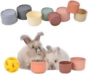 ChezMax Rabbits Toys, 8 Pcs Stacking Cups for Rabbits - Safe Multi-Colored Different Sizes Bunny Toys with Treat Ball - Nesting Toys for Small Animals - Small Animals Hiding Food and Playing Toys