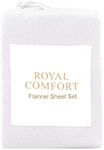 Royal Comfort Sheet Set Polar Fleece Ultra Soft Bedding 1 x Flat Sheet, 1 x Fitted Sheet, 2 x Pillowcases, (4 Pcs, Double, White)