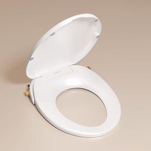 TUSHY Oasis Non-Electric Warm Water Bidet Seat (Round): Self-Cleaning Dual Nozzles, Adjustable Temp & Pressure (10-Min DIY Install, Soft-Close Lid, Sleek Design), Spa-Like Comfort, Bamboo Knob
